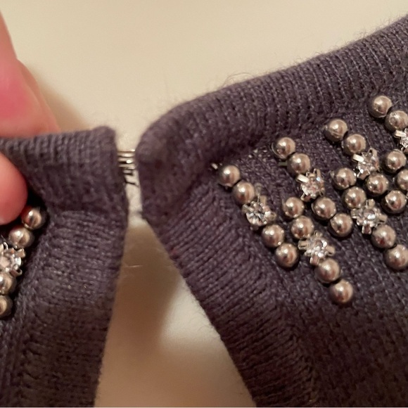 Preston & York Women’s Embellished Neckline Gray Cardigan Sweater Size Large - Picture 6 of 9